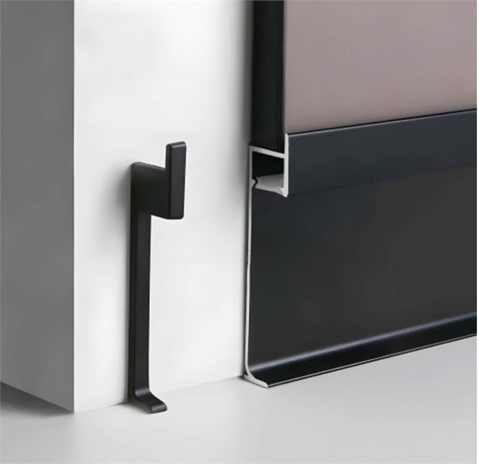 Плинтус алюм под светодиодную ленту JD 22-60мм led 2,5м анод черный матовый в компл рассеив. 10652